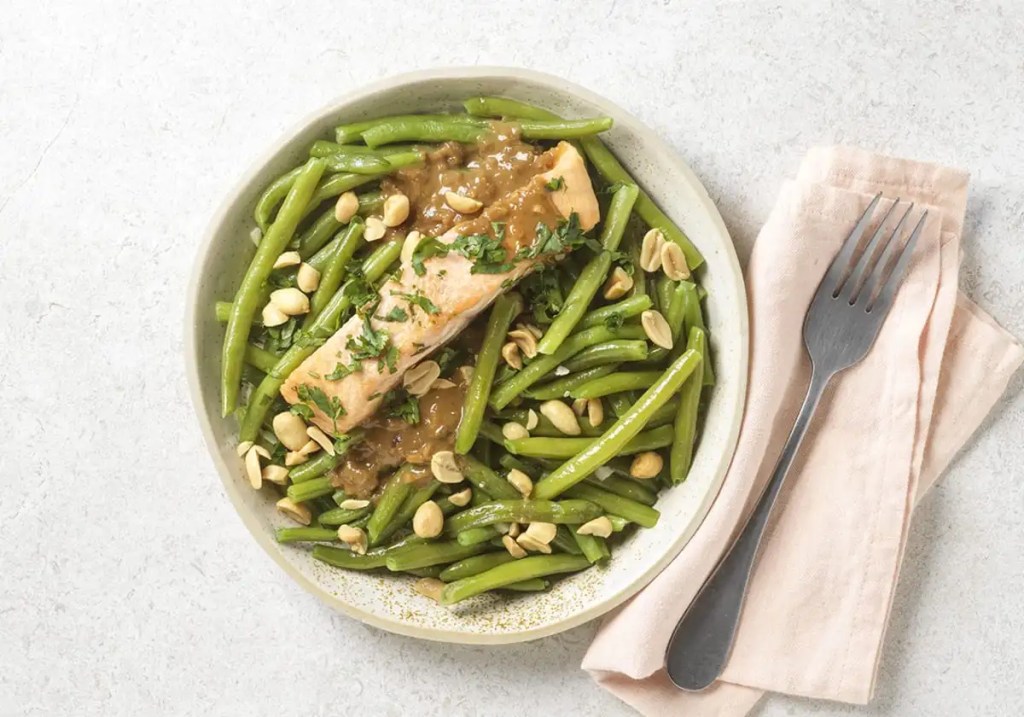 saumon peanut butter haricots verts plat seazon